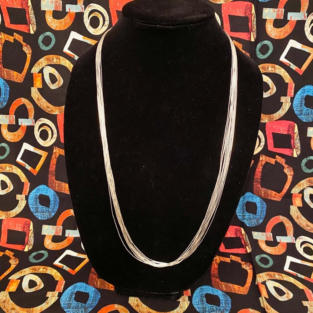 10-Strand Liquid Silver Necklace, 24" +